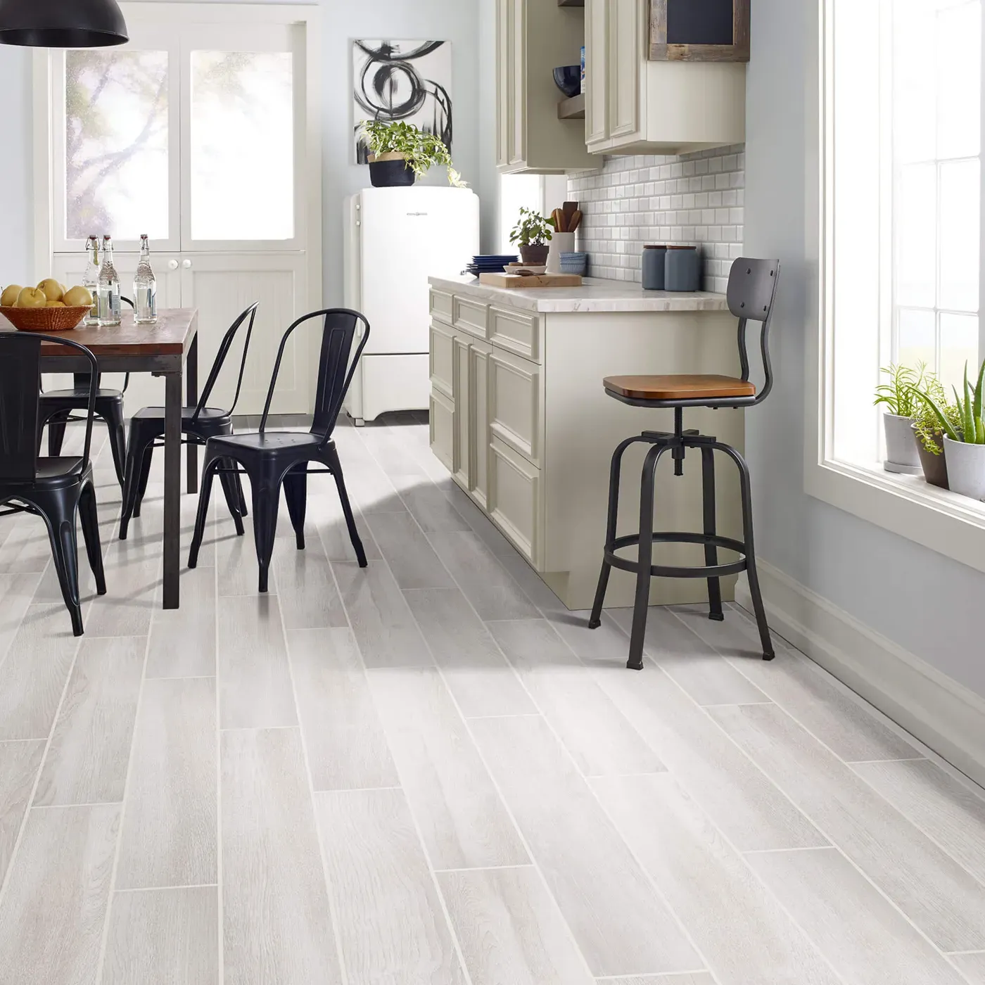 9U521_00100_ROOM Shaw Floors light wood look tile in a kitchen | The Carpet Factory Super Store